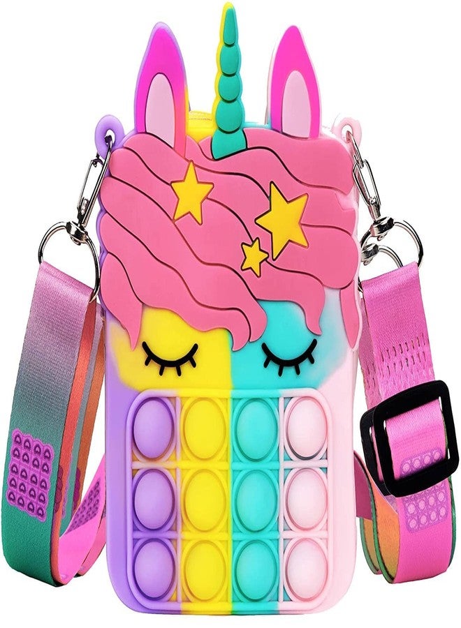 Napp Mall حقيبة NAPP MALL Combo Crossbody Popit للأطفال، حقيبة Popit للبنات، لعبة Pop It Fidget، حقيبة كتف، حقيبة Fidget، ألعاب تخفيف التوتر، حقيبة poppet للأطفال، حقيبة popping للأطفال (فراشة صغيرة وحيد القرن) - Image 2